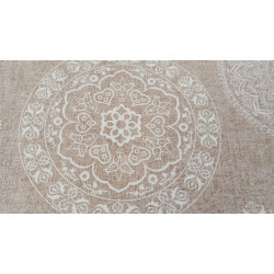 Loneta Decorativa Beige o Gris Estampada Patrón Mandala Sofisticado 280 cm Ancho