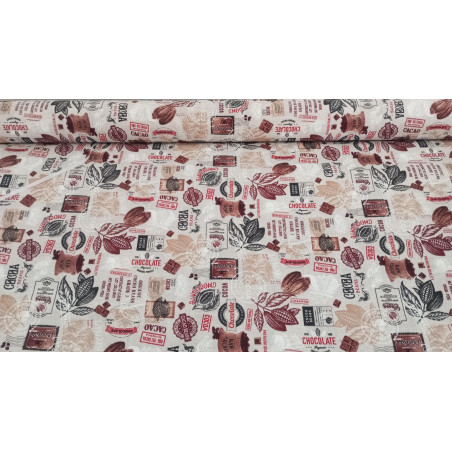 Loneta Estampada "Cacao Vintage" Resistente para Tapicería y Cortinas