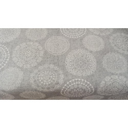Loneta Decorativa Beige o Gris Estampada Patrón Mandala Sofisticado 280 cm Ancho