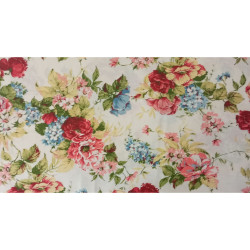 Loneta Estampada Magnolia Rojo o Azul Ancho 280 cm  Flores Clásicas