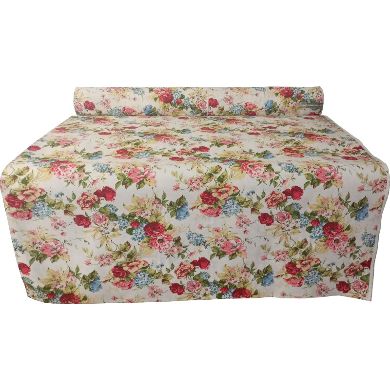 Loneta Estampada Magnolia Rojo o Azul Ancho 280 cm  Flores Clásicas