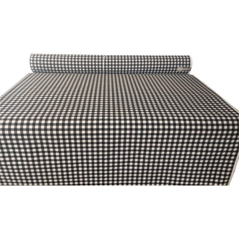 Tela Loneta Habana: Cuadros Vichy Clásicos Negro y Blanco (Ancho 280 cm)