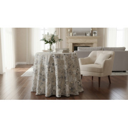 Falda de Mesa Camilla Primavera-Verano Redonda Tardor Gris Azulado – Loneta 50/50 Algodón-Poliéster – Estampado Floral