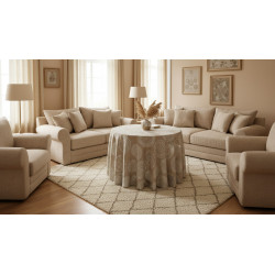 Falda Mesa Camilla Verano Mandalas Gris y Beige | Loneta 50/50