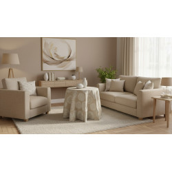 Falda Mesa Camilla Verano Mandalas Gris y Beige | Loneta 50/50