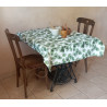 Mantel Decorativo Hojas Verdes 140x140 cm | Loneta Algodón