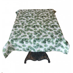 Mantel Decorativo Hojas Verdes 140x140 cm | Loneta Algodón