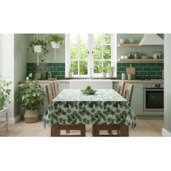 Mantel Decorativo Hojas Verdes 140x140 cm | Loneta Algodón