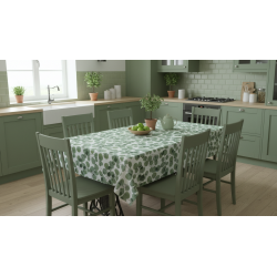 Mantel Decorativo Hojas Verdes 140x140 cm | Loneta Algodón