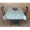 Mantel Decorativo Azteca Geométrico 140x140 cm | Turquesa Loneta