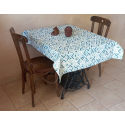 Mantel Decorativo Azteca Geométrico 140x140 cm | Turquesa Loneta