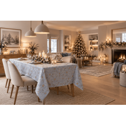 Mantel de Navidad Estrella Gris Plata y Dorado | Texna