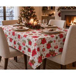Mantel de Navidad Villancicos Partituras y Flores | Texna