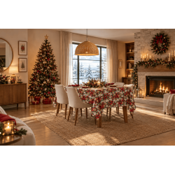 Mantel de Navidad Merry Christmas Lazos y Acebo | Texna