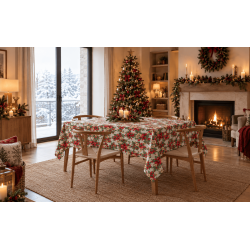 Mantel de Navidad Merry Christmas Lazos y Acebo | Texna