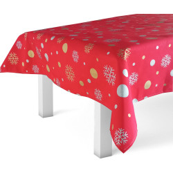 Mantel de Navidad Nieve Rojo, Blanco y Dorado | Texna